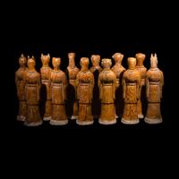 A Set of Twelve Chinese Marbleized Pottery Zodiac Figures, 18th Century or Earlier 清或更早 絞胎釉十二生肖像一組