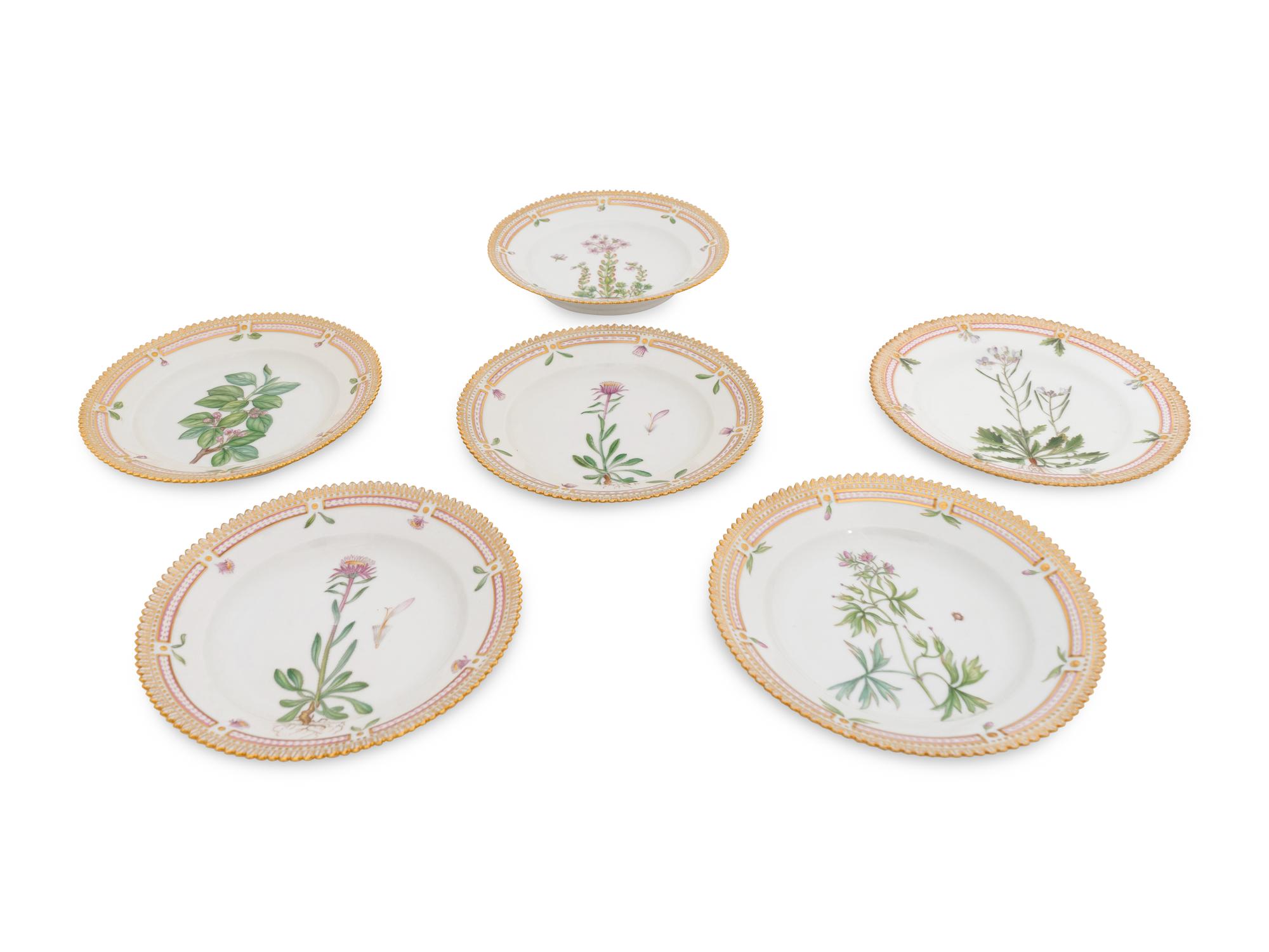 A Set of Six Royal Copenhagen Flora Danica Bowls
