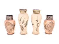 Two Pairs of Doulton Lambeth Stoneware Vases