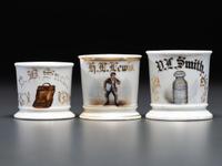 Three Delivery Porcelain Occupational Shaving Mugs