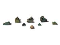 Eight Egyptian Faience Bastet Amulets