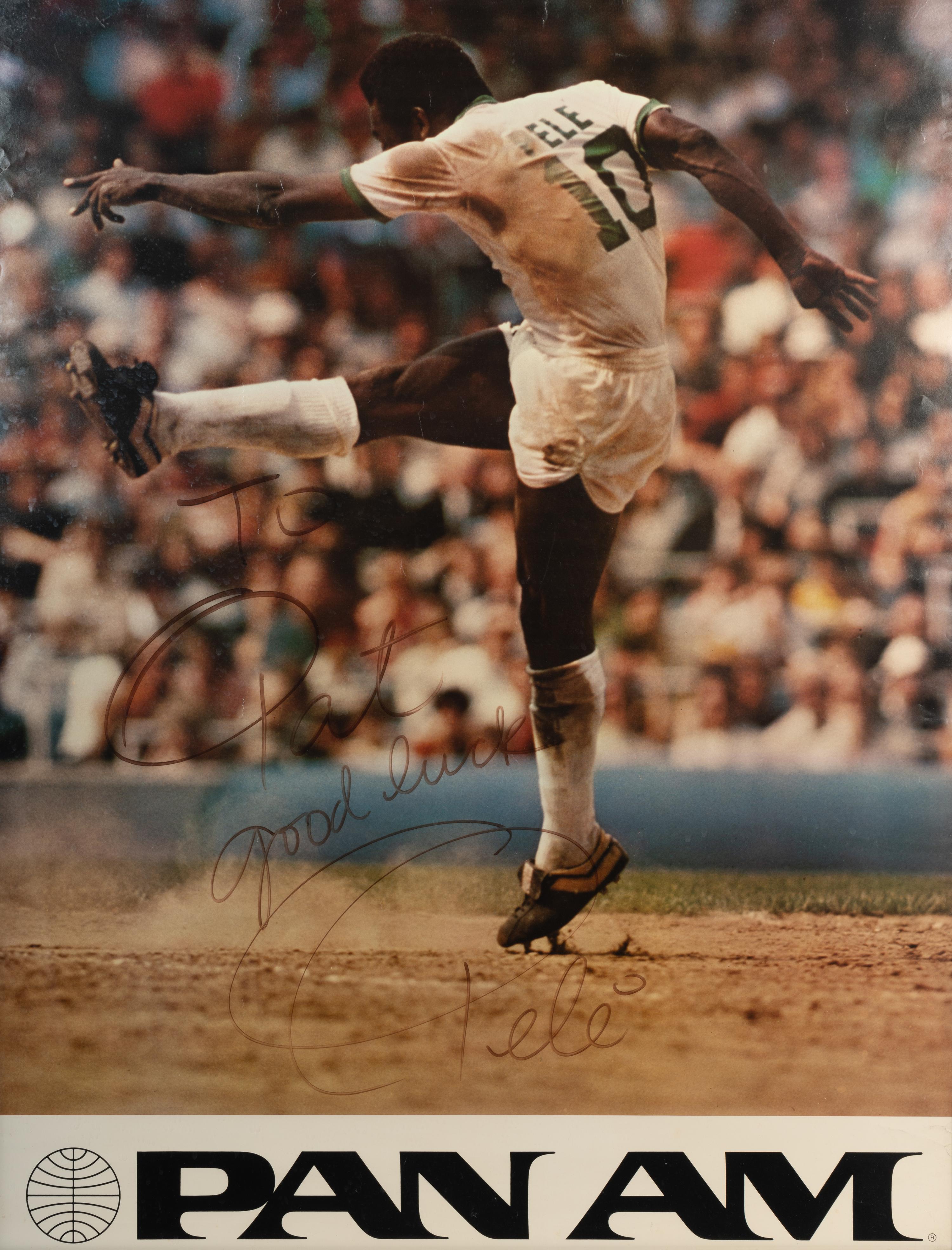 A Vintage Pele Signed Autograph Pan Am Soccer Poster,