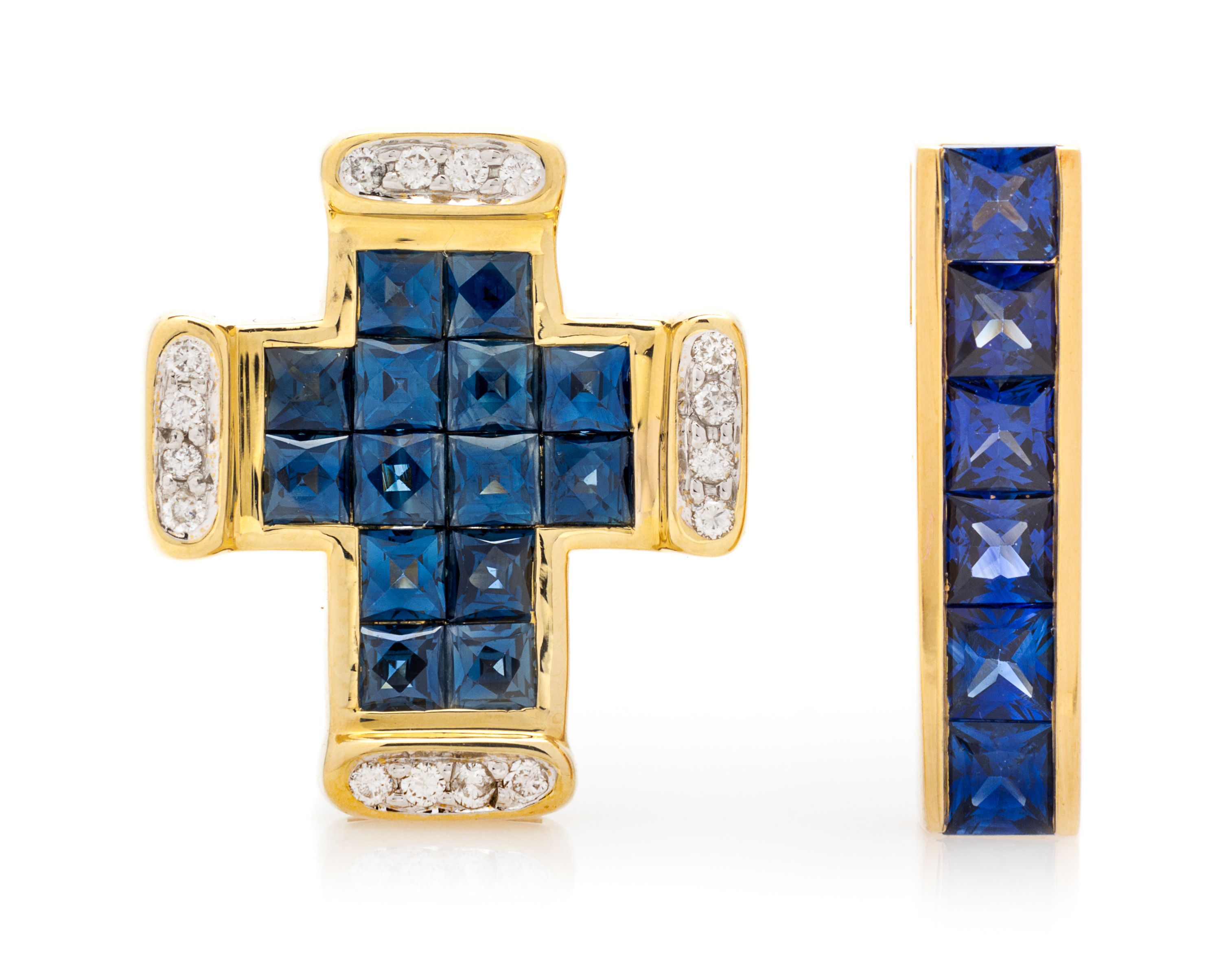 A Collection of Yellow Gold and Sapphire Jewelry, 4.40 dwts