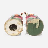 A pair of large Chinese famille rose-decorated porcelain phoenix 粉彩鳳凰一對