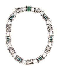 GEORG JENSEN, STERLING SILVER AND TURQUOISE NECKLACE
