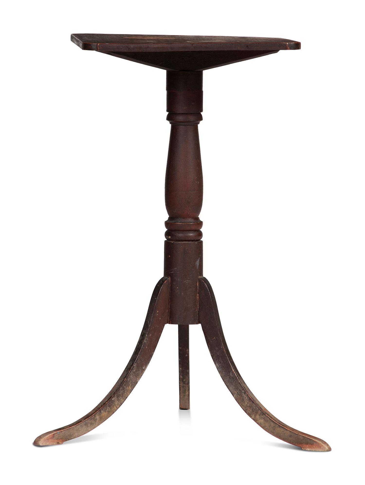 A Late Federal Red Painted Maple Candlestand