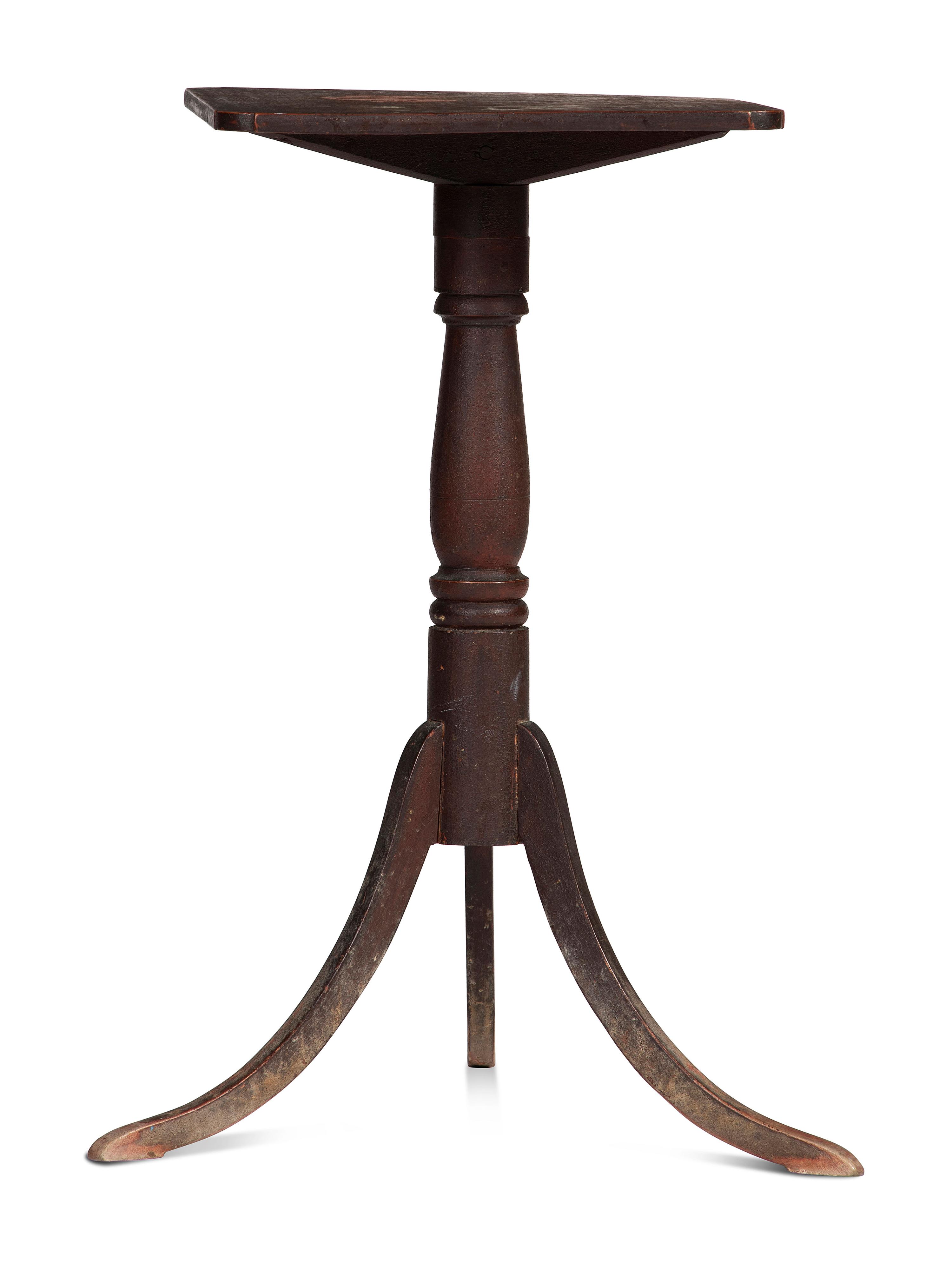 A Late Federal Red Painted Maple Candlestand