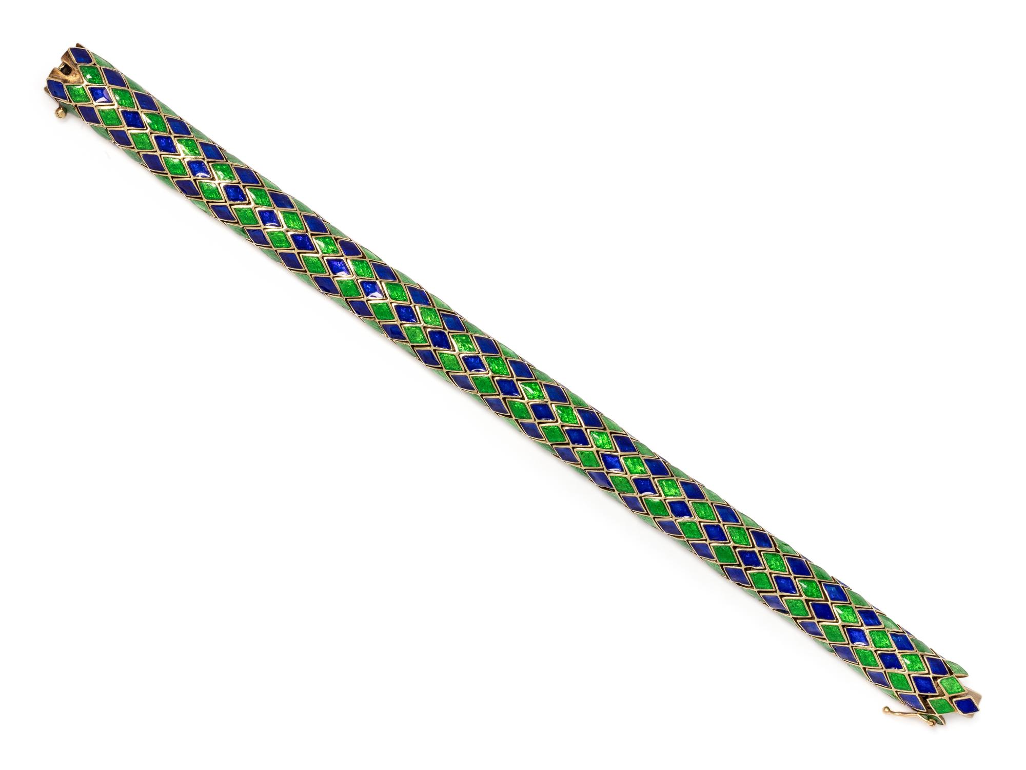YELLOW GOLD AND ENAMEL BRACELET