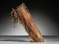 Apsáalooke Painted Parfleche Cylinder, with Horse Charm
