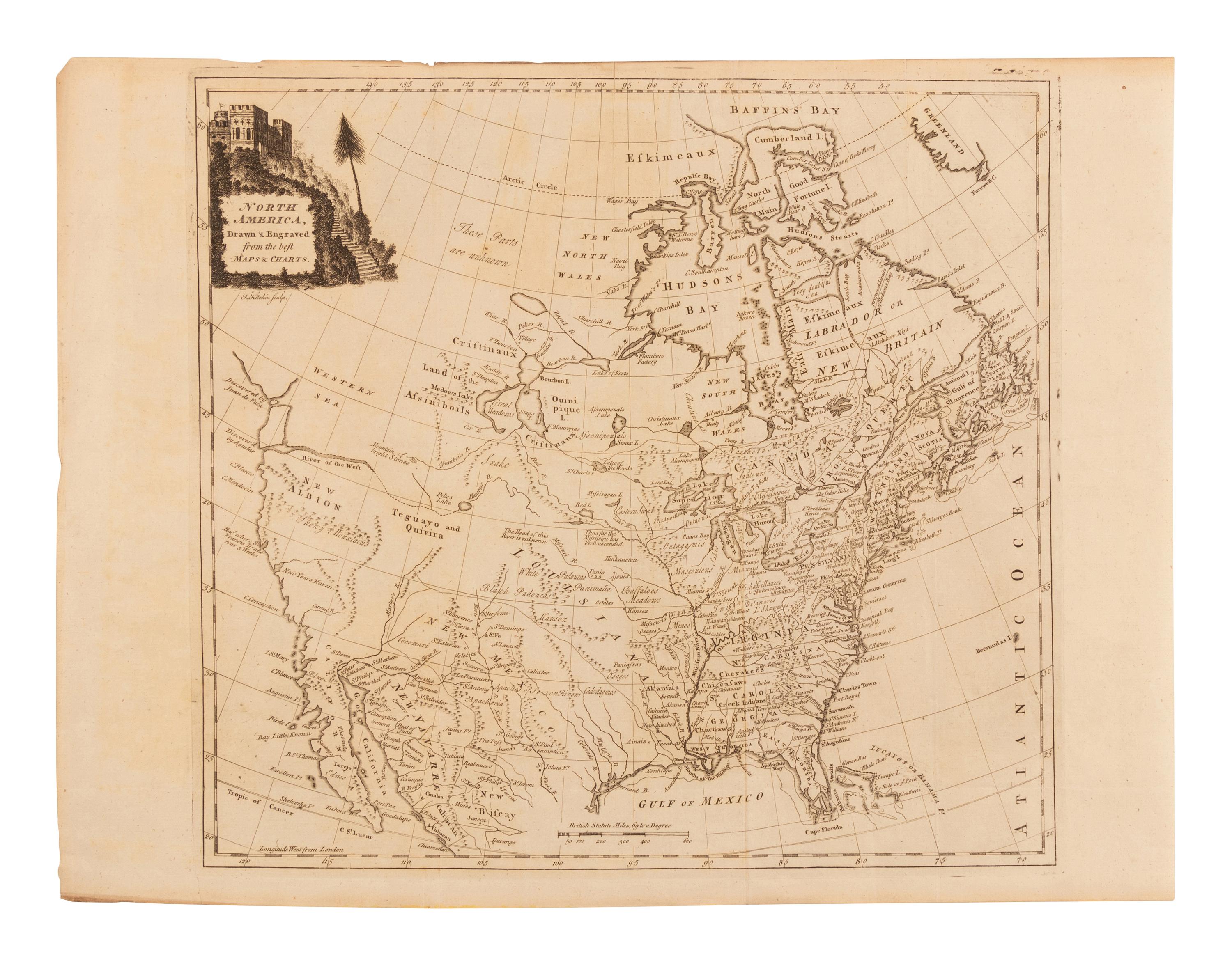 [AMERICANA - MAP]. KITCHIN, Thomas (1718-1774). North America Drawn & Engraved from the best Maps & Charts. London, 1770.