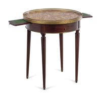 A Louis XVI Style Mahogany Marble-Top Bouillotte Table