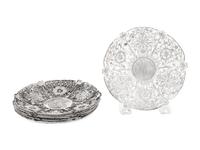 A Set of Six Chinese Export Silver Filigree Plates