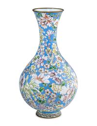 A Pair of Chinese Canton Enamel on Copper Vases