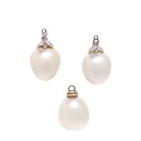 CULTURED PEARL AND DIAMOND ATTACHMENT DROPS
