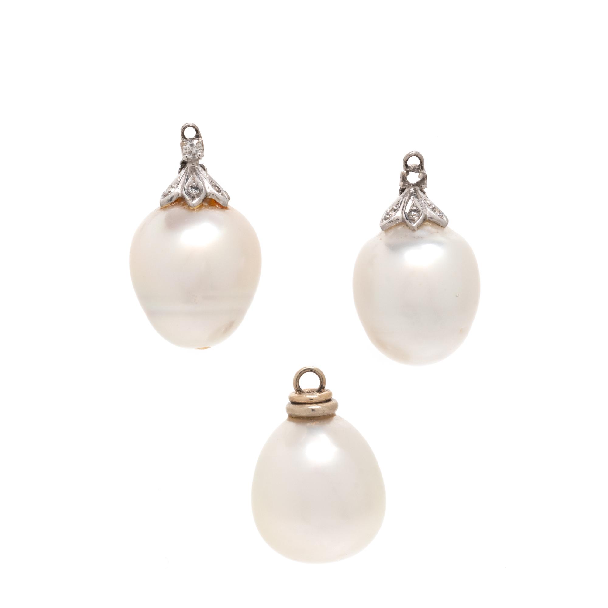 CULTURED PEARL AND DIAMOND ATTACHMENT DROPS