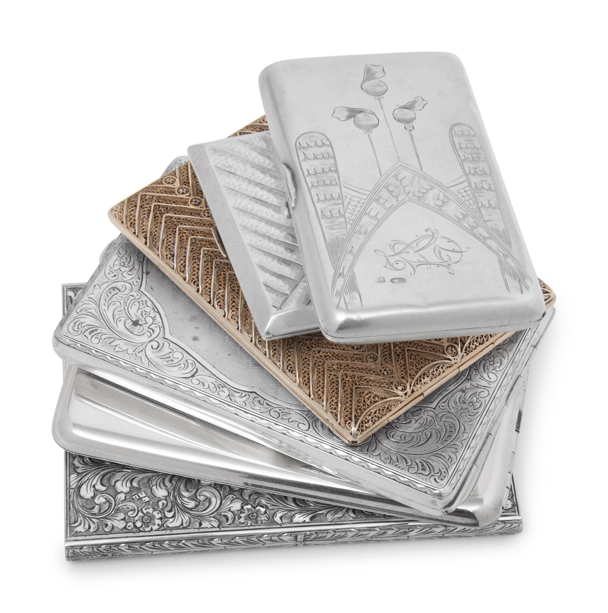 A Group of Six Silver Cigarette Cases