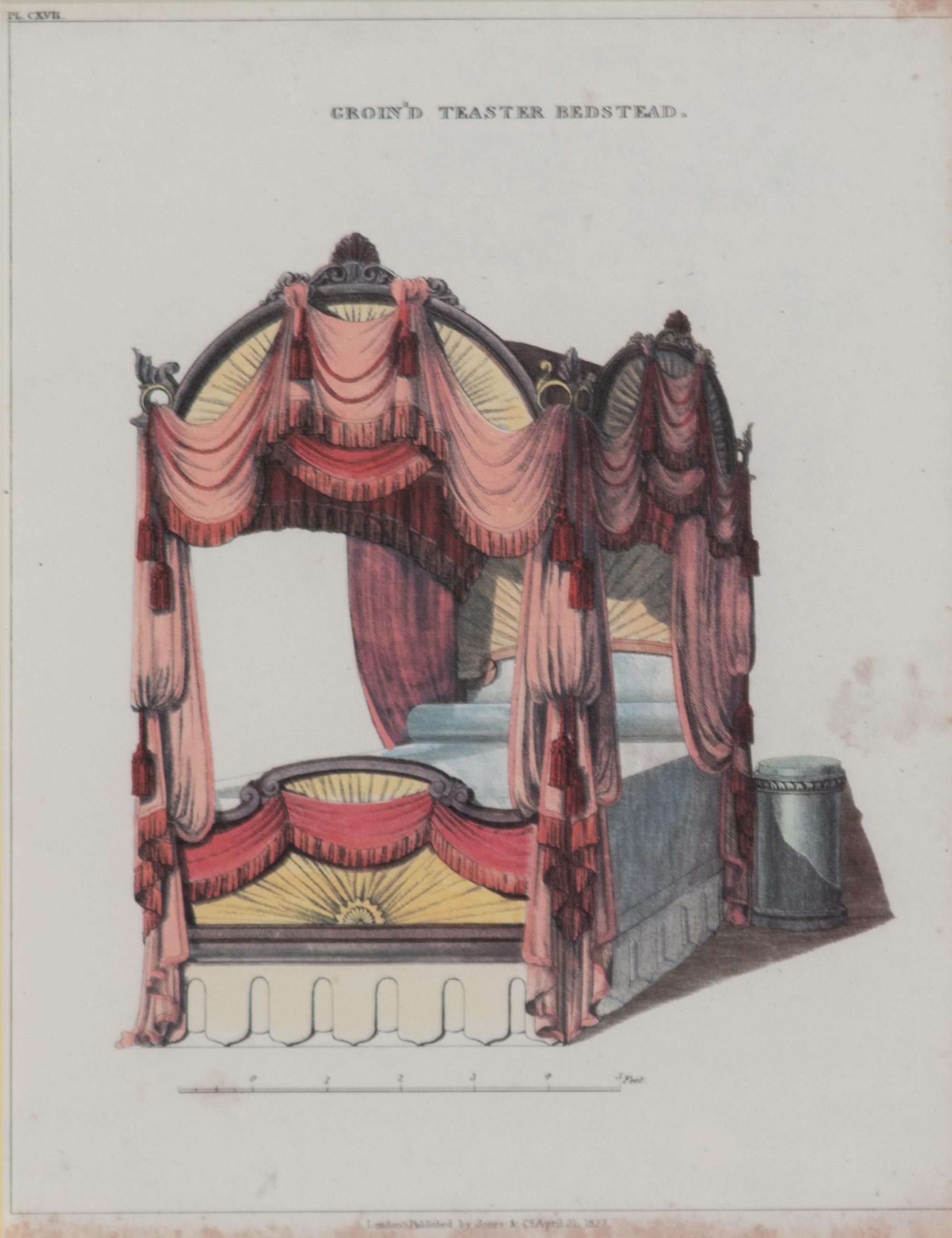 A Set of Nine Color Engravings of Furniture Design Framed height 23 x width 13 inches. — 20TH CENTURY