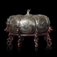 A Large Chinese Silver Sweetmeat Box and Cover, Early 20th Century 民國 銀瓜棱式攢盒