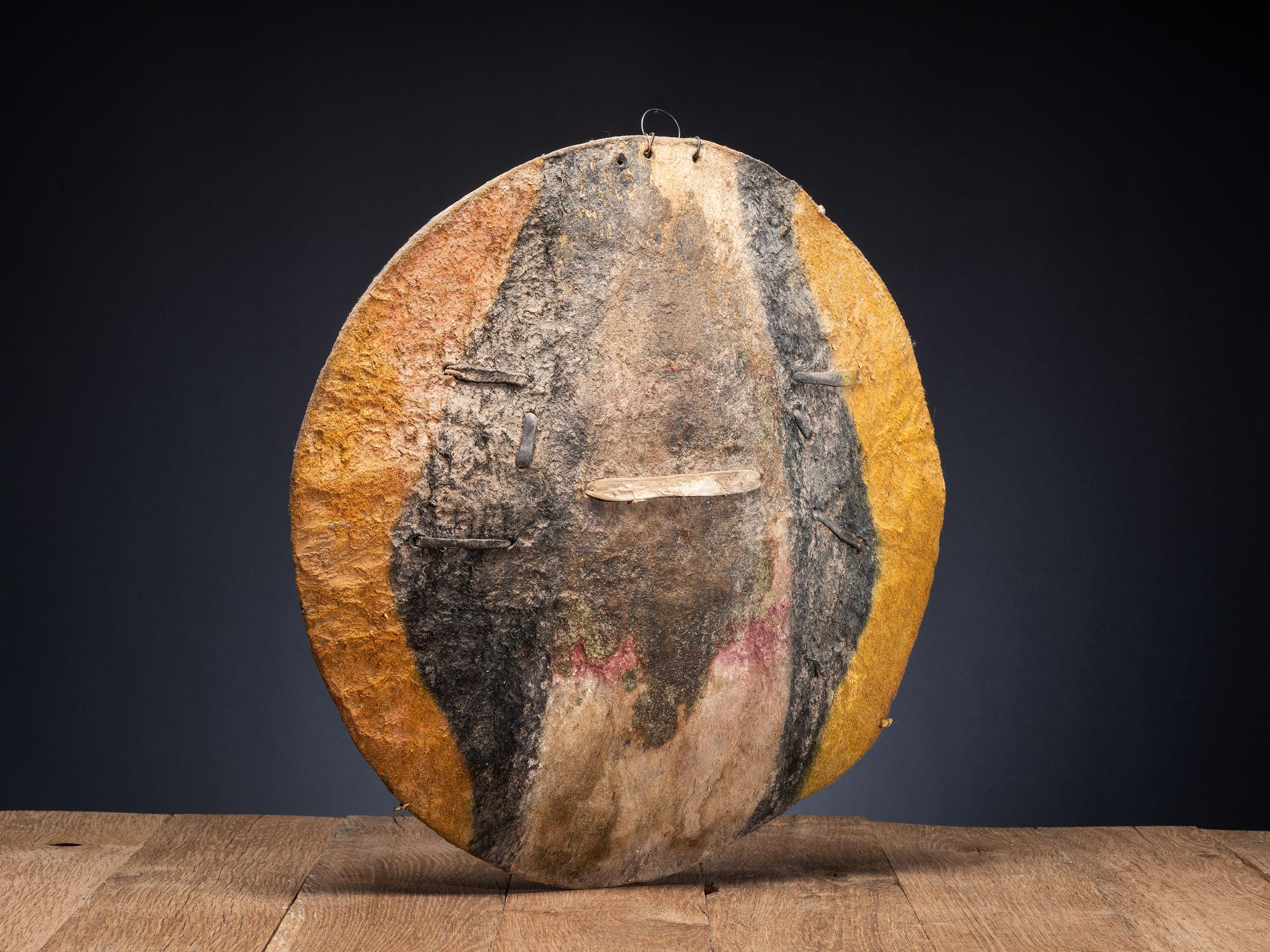 Pueblo Painted Buffalo Hide Shield