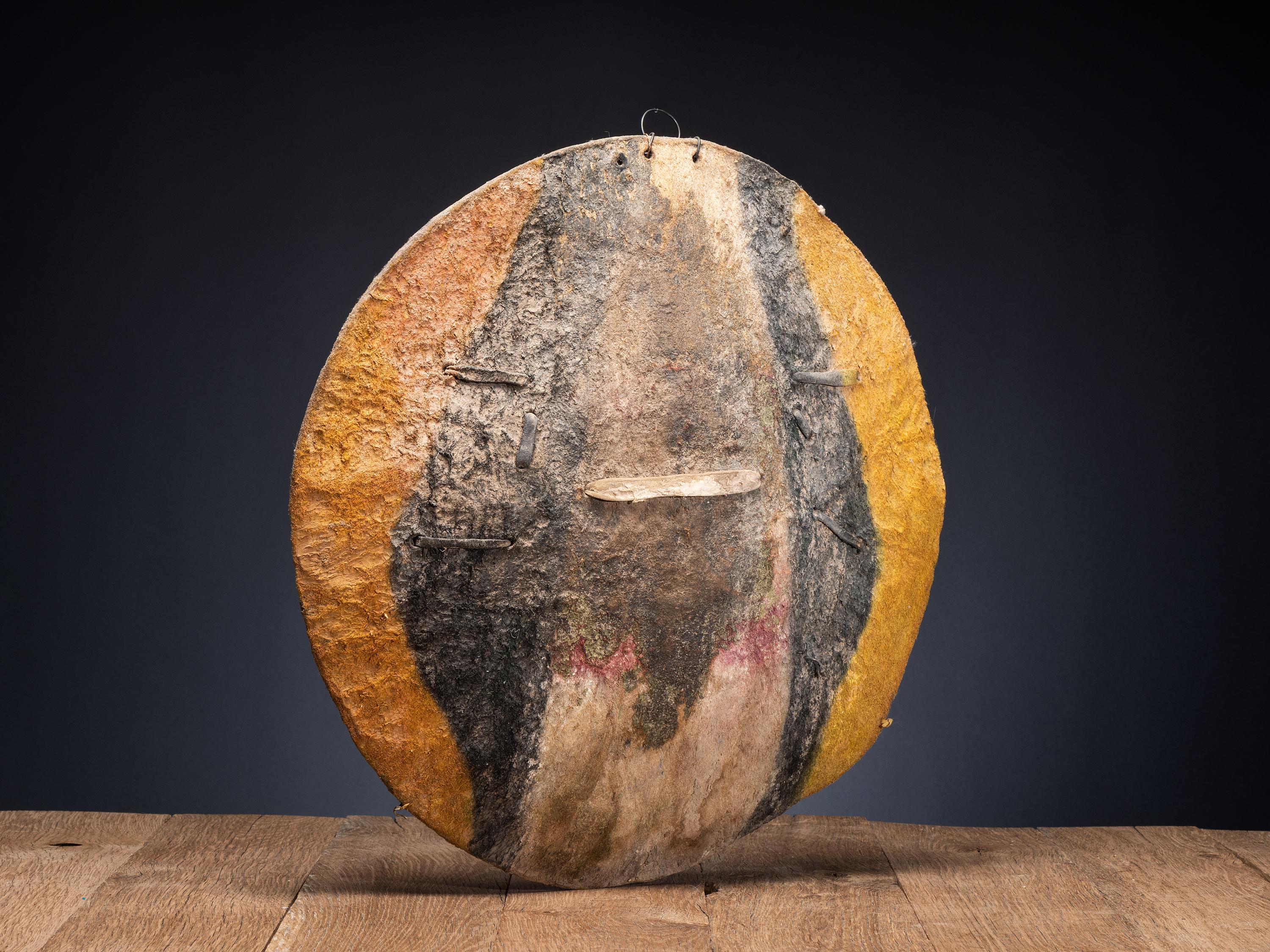 Pueblo Painted Buffalo Hide Shield