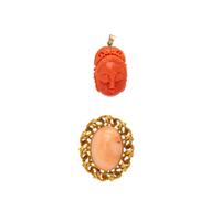 COLLECTION OF CORAL AND YELLOW GOLD JEWELRY