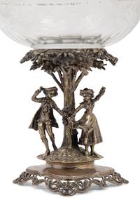 A Pair of Continental Silver Mounted Cut Glass Vessels