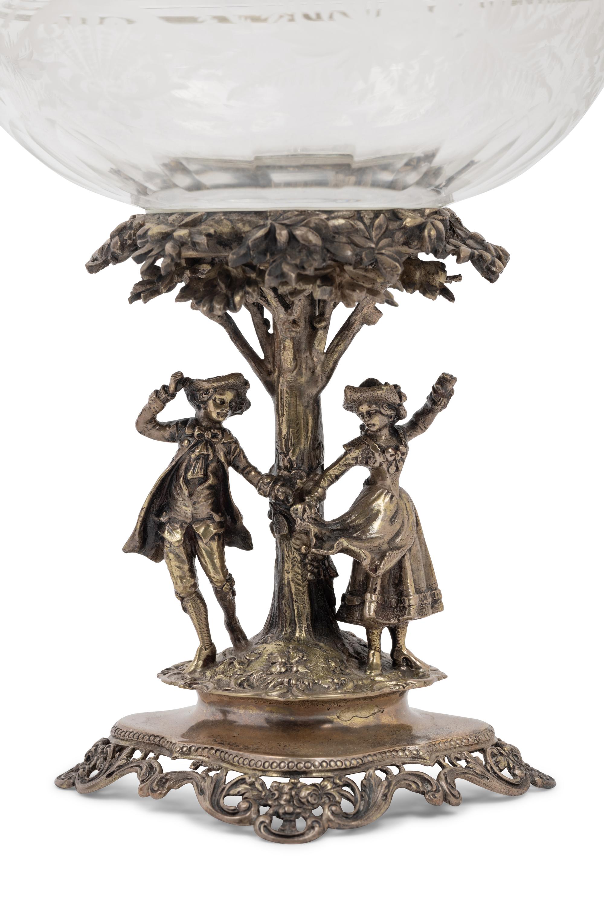 A Pair of Continental Silver Mounted Cut Glass Vessels