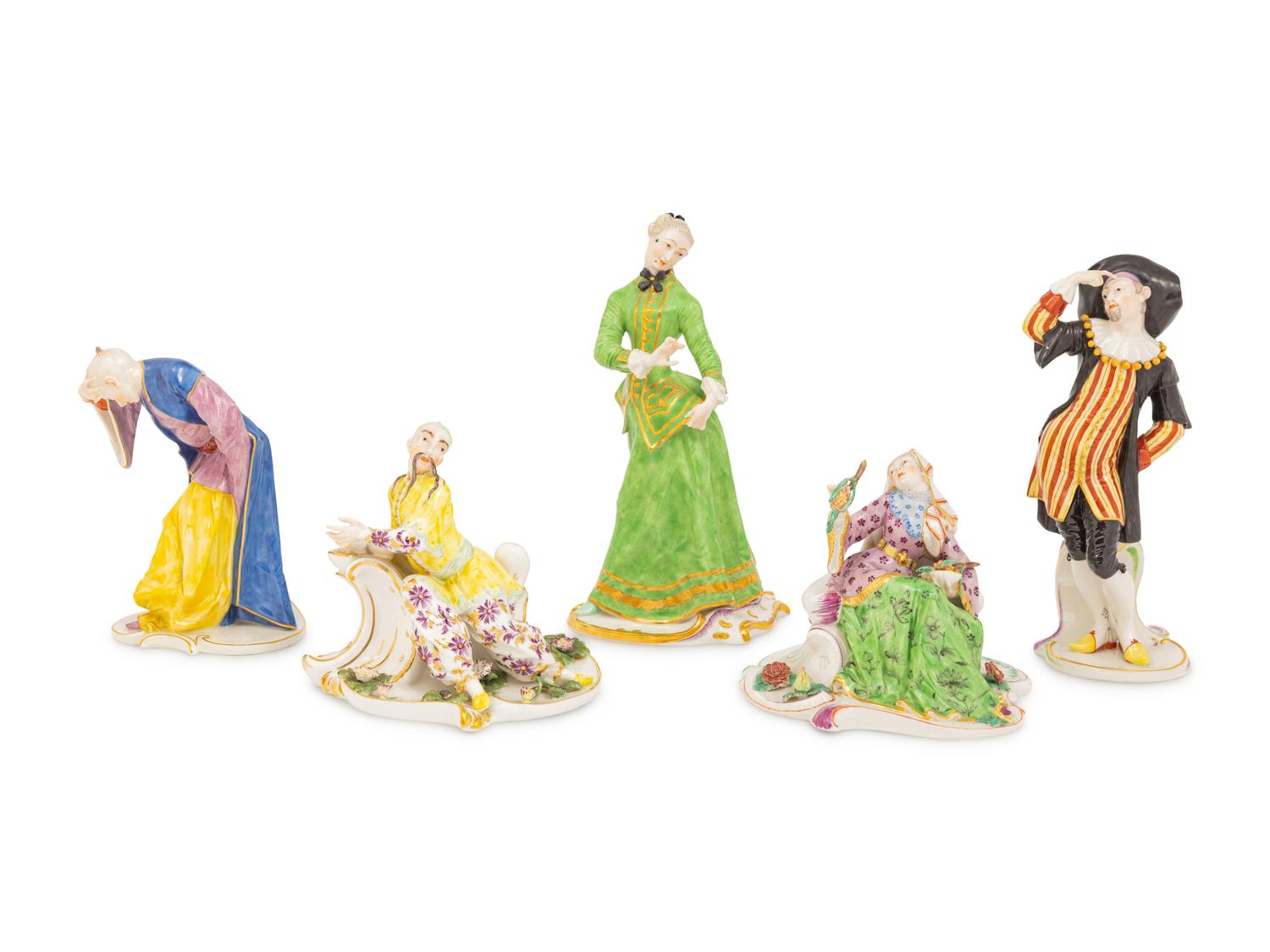 Five Nymphenburg Porcelain Figures After Models by Franz Anton Bustelli