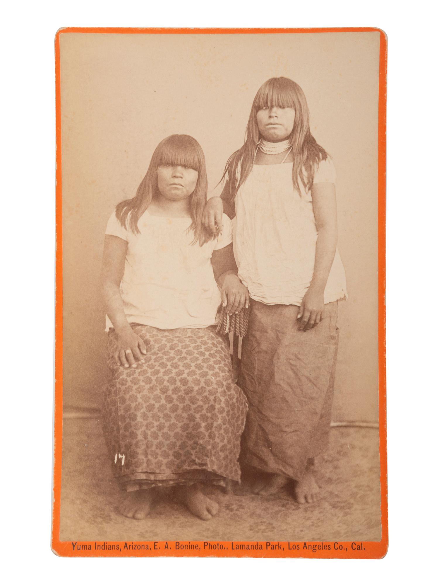 [NATIVE AMERICANS]. BONINE, E.A. (1843-1916), photographer. A group of 5 boudoir photographs of Yuma Indians. Yuma, Arizona and Los Angeles, California: [1880s].