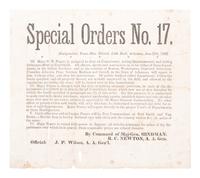 [CIVIL WAR - CONFEDERATE]. Special Orders No. 17 . Headquarters, Trans-Miss. District, Little Rock, Arkansas. 17 June 1862. [ With: ] Printed pass for Confederate soldier at Van Buren, Arkansas.
