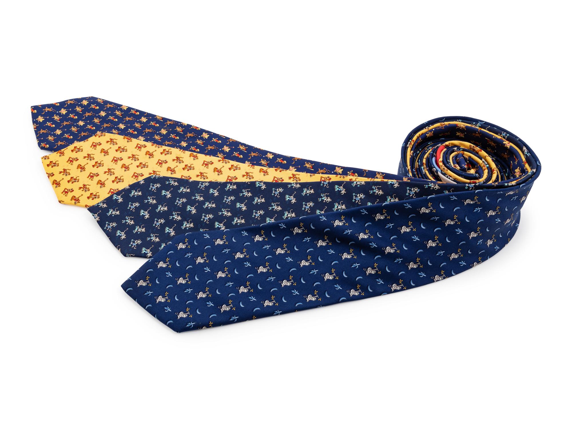 Four Salvatore Ferragamo Silk Ties,