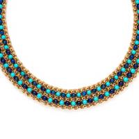 CARTIER, ITALY, YELLOW GOLD, TURQUOISE AND LAPIS LAZULI NECKLACE