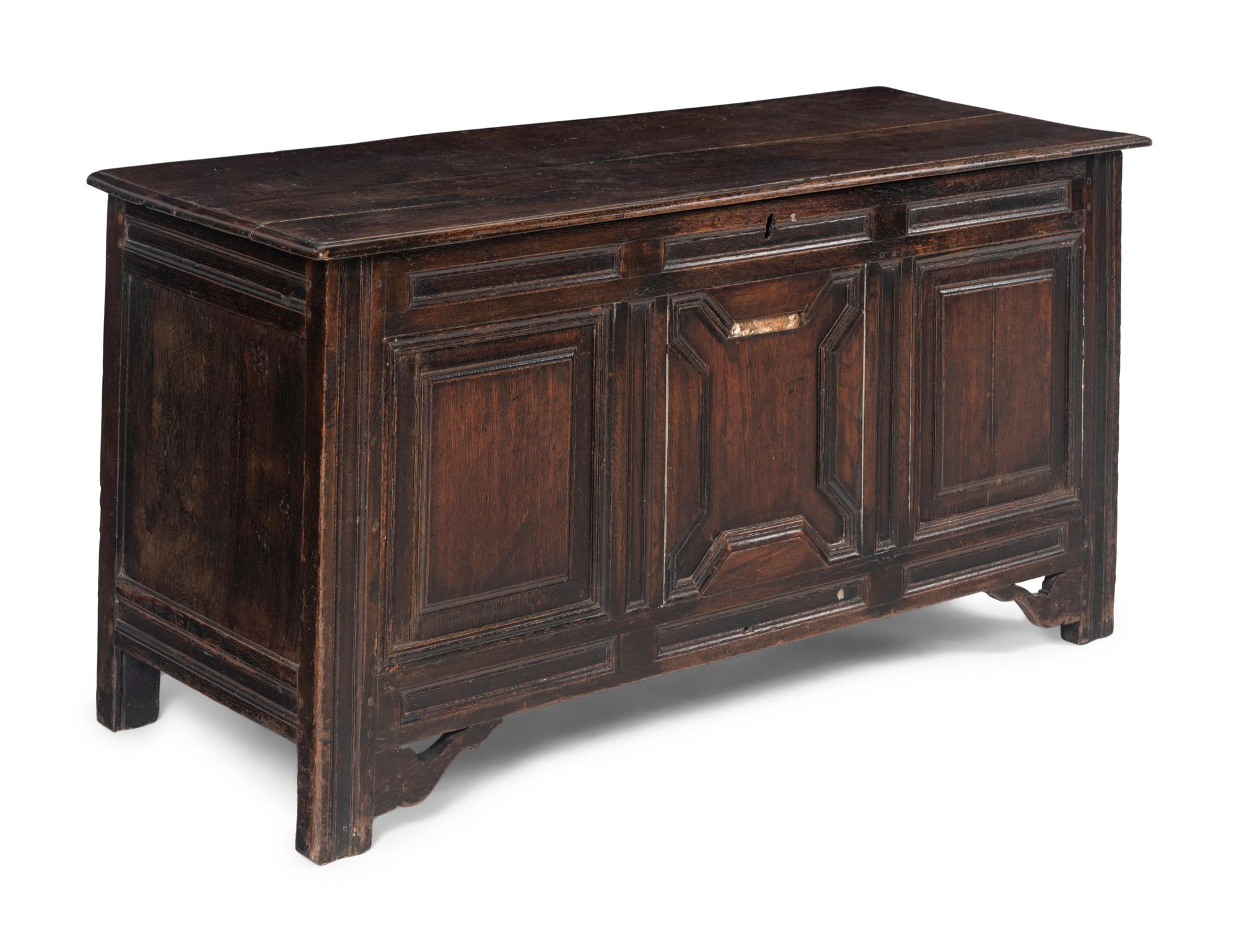 A Charles II Oak Coffer or Mule Chest
