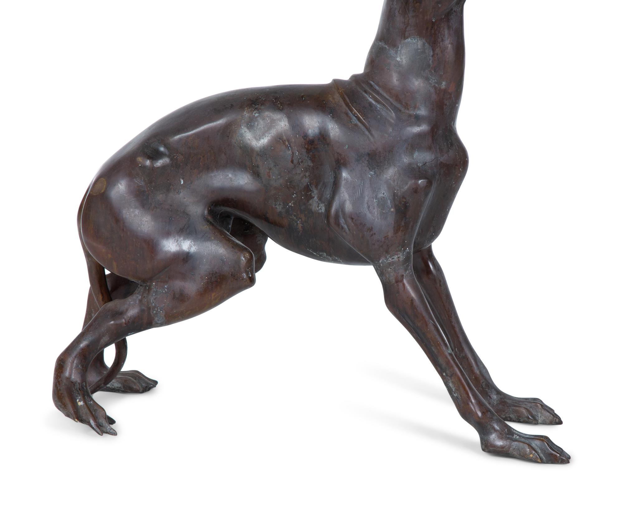 A Cast Metal Model of a Seated Whippet