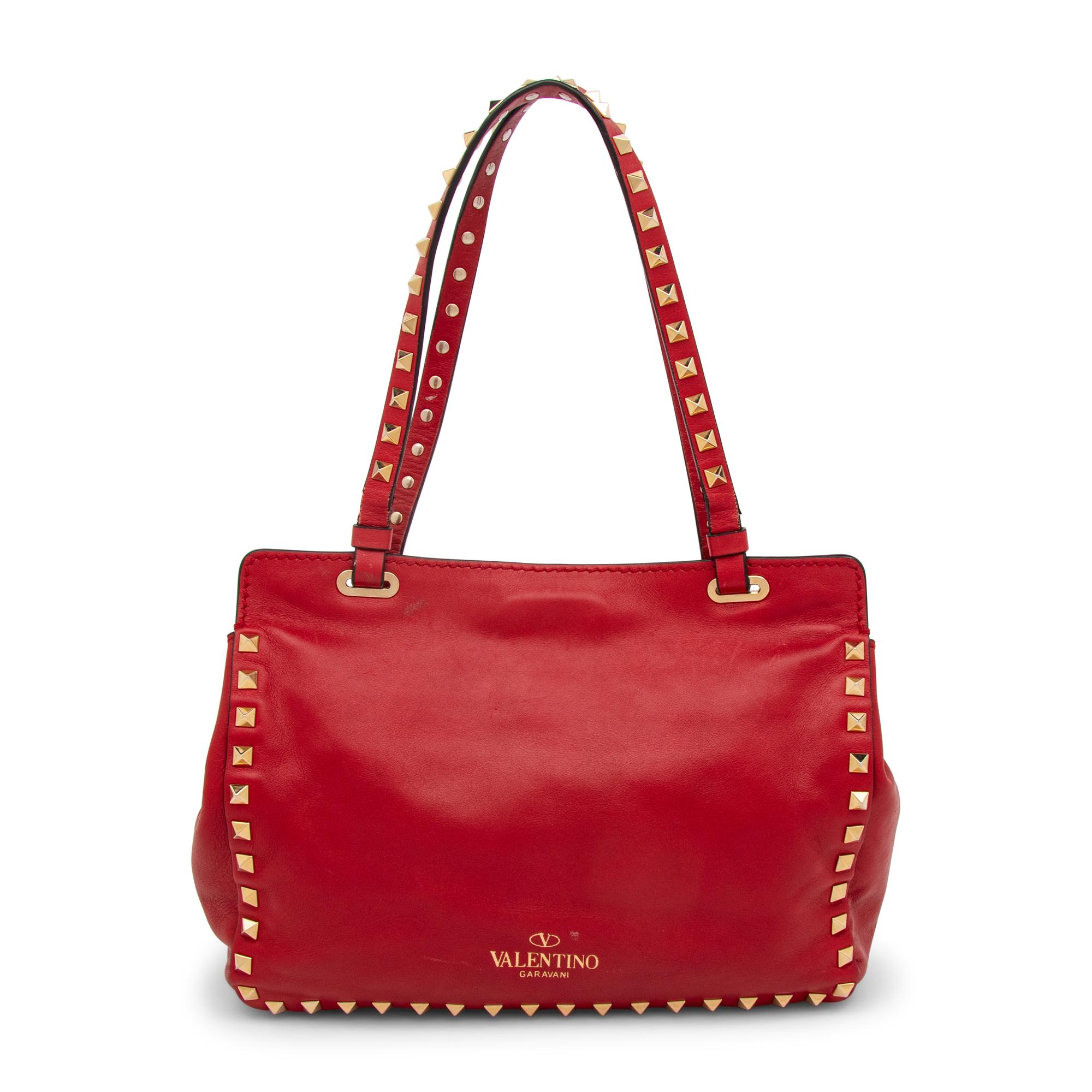 Valentino, Small Red Rockstud Tote