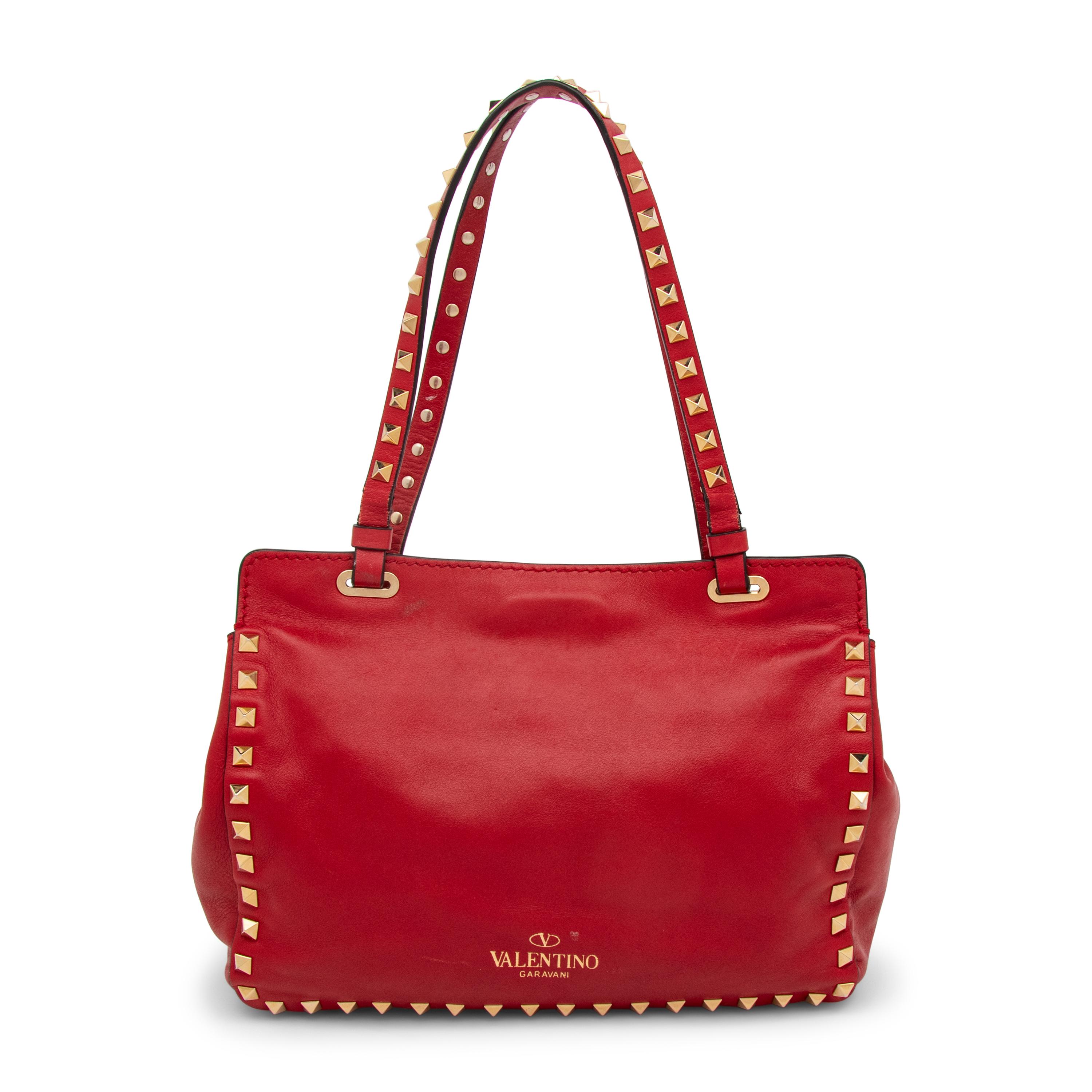 Valentino, Small Red Rockstud Tote