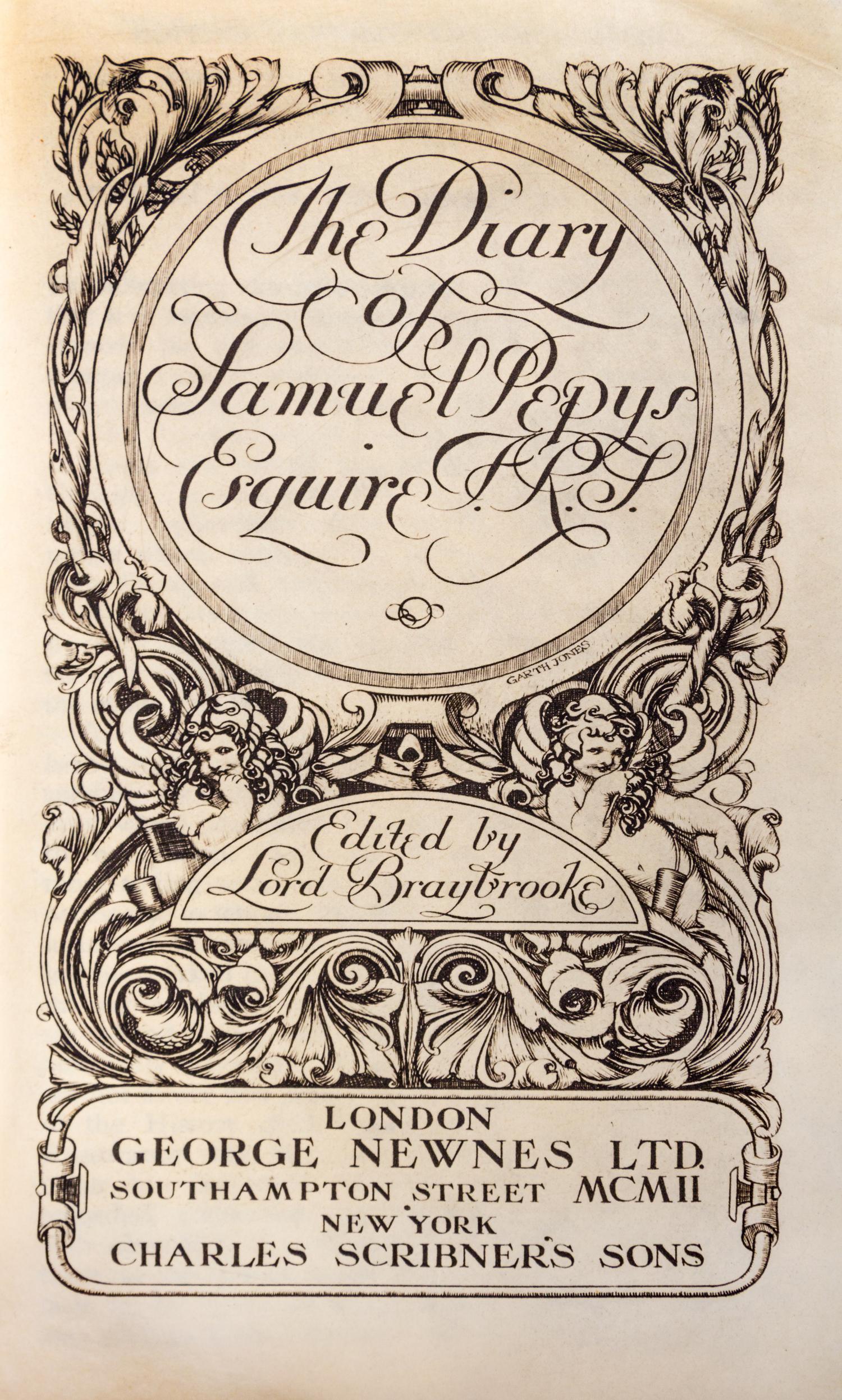 SULLIVAN, EDMUND J. Original drawing for the frontispiece of The Diary of Samuel Pepys. w/The Diary. Lon, 1902.