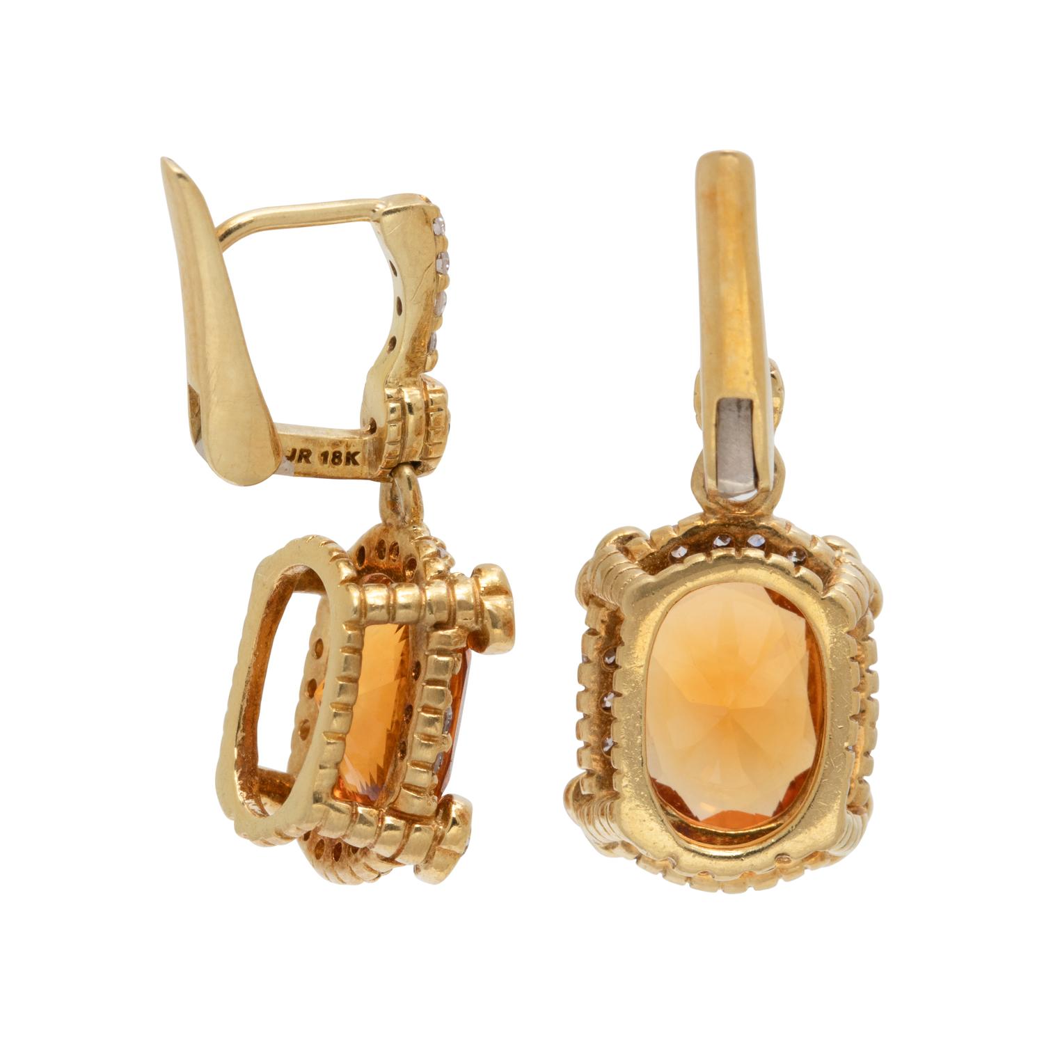 JUDITH RIPKA, CITRINE AND DIAMOND EARRINGS