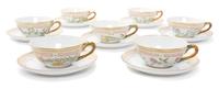 Eighteen Royal Copenhagen Flora Danica Teacups and Saucers Diameter 6 inches.