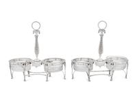 A Pair of French Silver Twin Salts