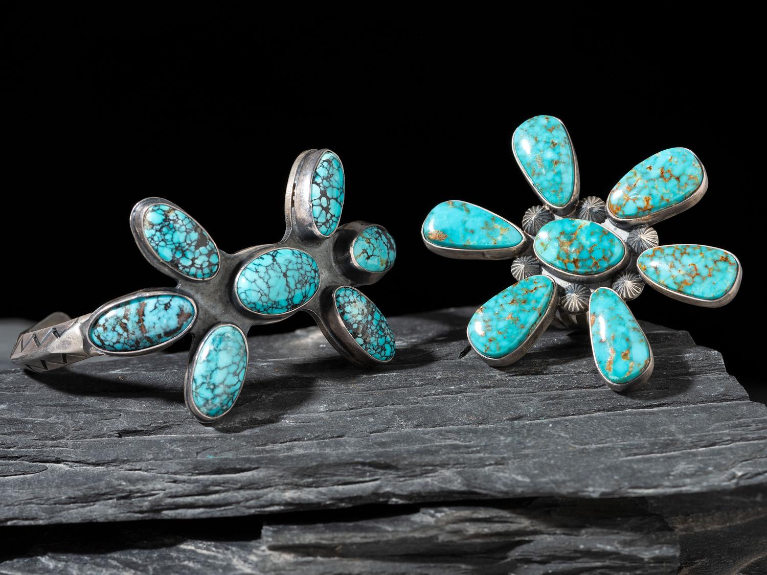 Sterling Silver and Turquoise Cluster Ring, PLUS