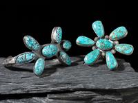 Sterling Silver and Turquoise Cluster Ring, PLUS