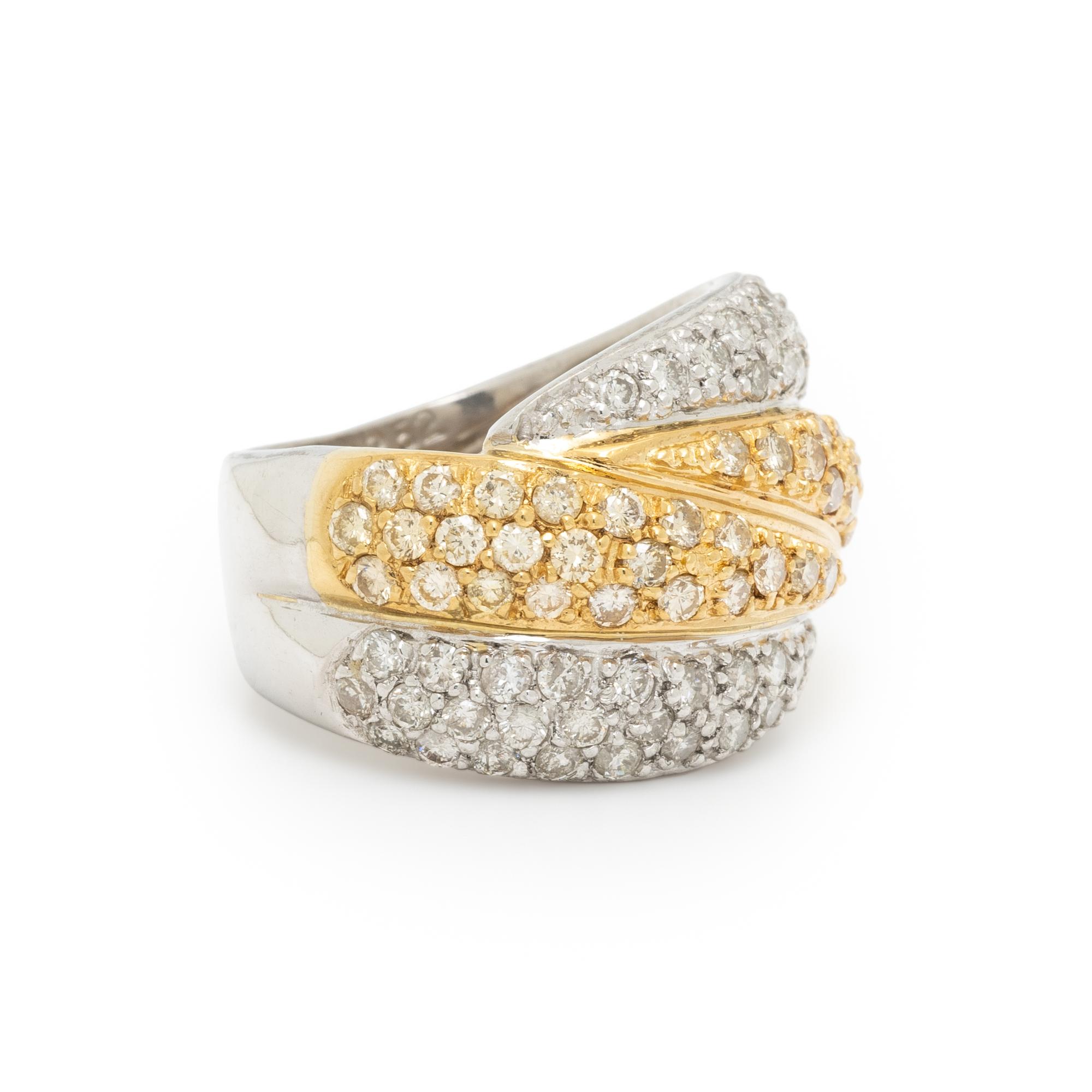 DIAMOND, COLORED DIAMOND, PLATINUM, AND YELLOW GOLD RING