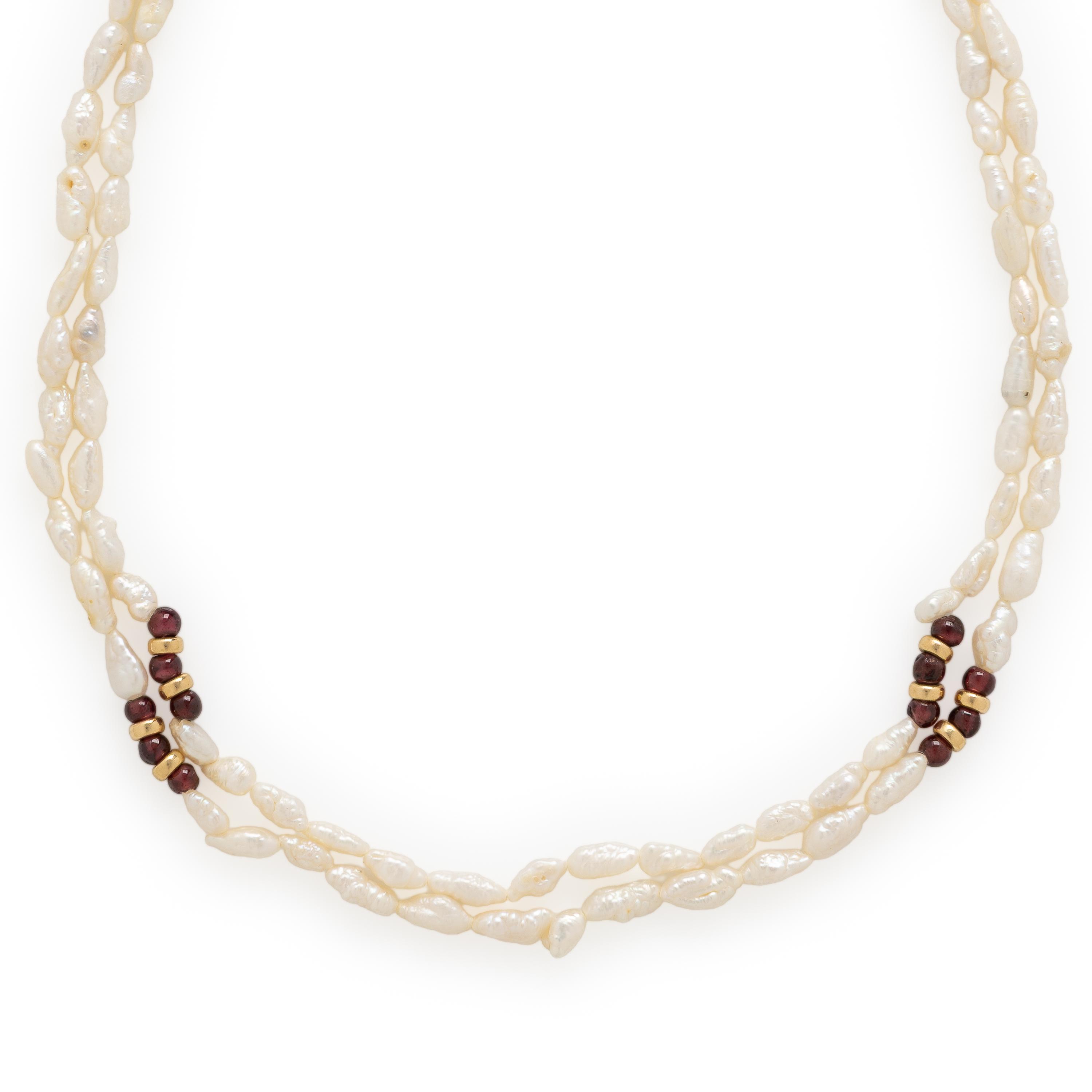 Keshi Pearl and Pink Tourmaline Necklace