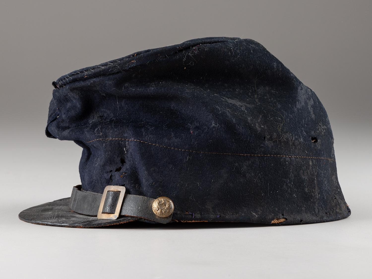 [CIVIL WAR]. 1858 forage cap, Battery E Artillery, with possible identification.