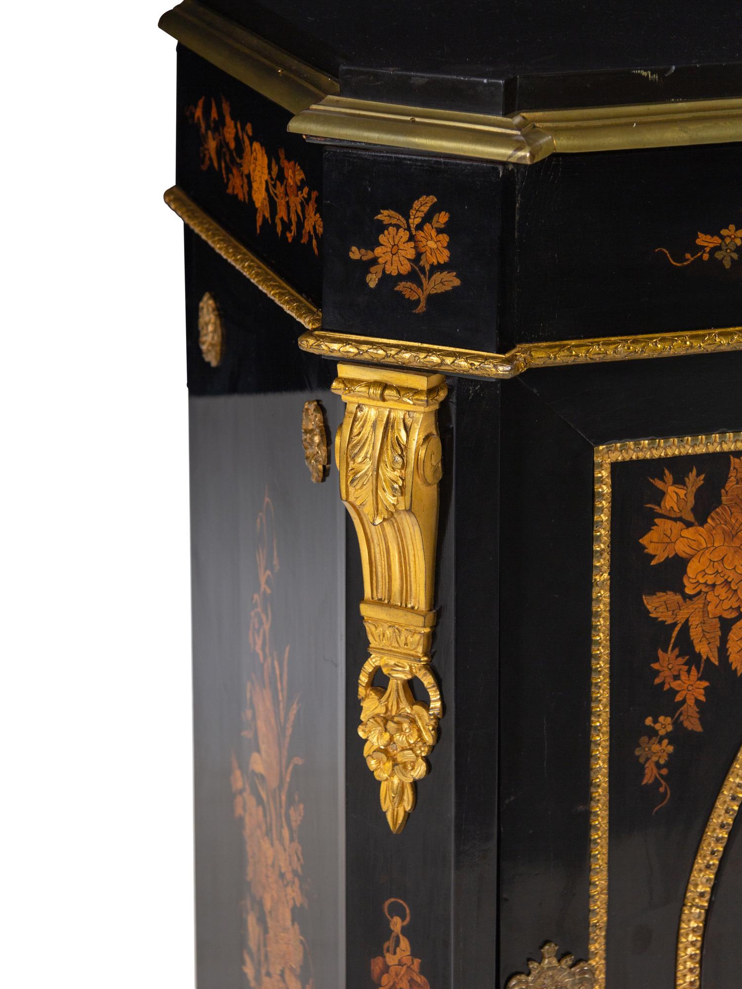 A Napoleon III Style Gilt Bronze Mounted Marquetry Cabinet