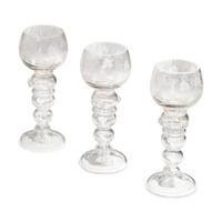 A Set of Eight Blown and Etched Glass Wine Glasses