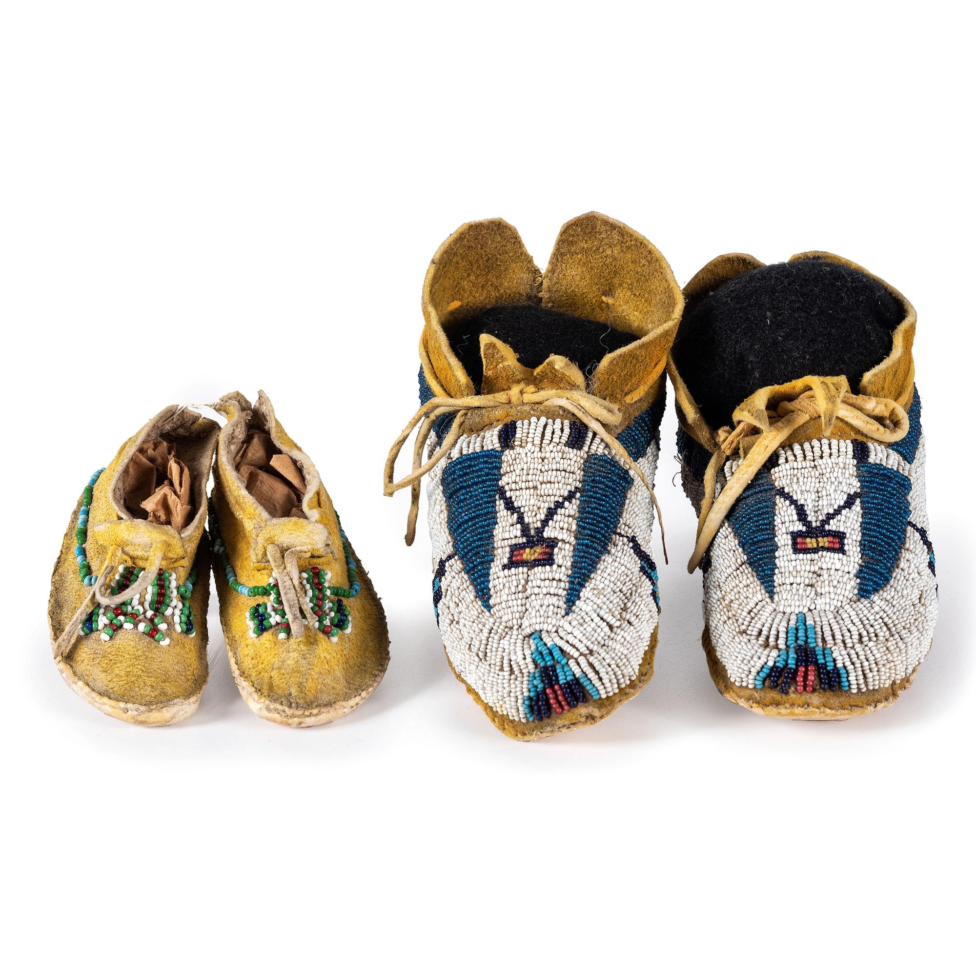 Cheyenne Infant's Beaded Hide Moccasins
