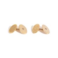 YELLOW GOLD AND DIAMOND MONOGRAM CUFFLINKS