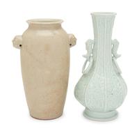 Two Chinese Monochrome Glazed Porcelain Vases